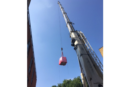 New scanner lands safely after crane drop through hospital roof